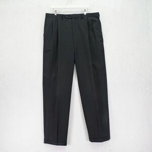 Jack Victor Super 100s Wool Black Michael Dress Pants Trousers Pleated 38 / 30.5